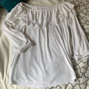 JJill white ruffle top